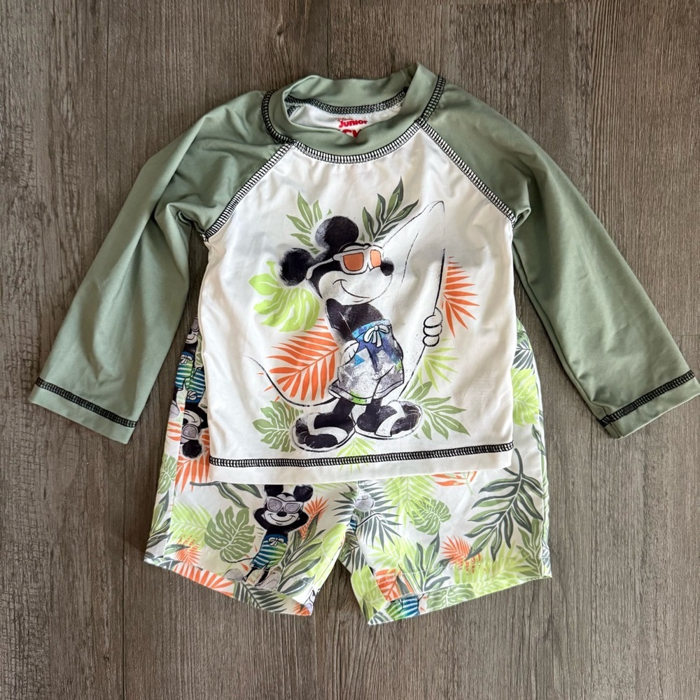 Disney Junior Toddler Long Sleeve Mickey Mouse Rashguard Swim Set